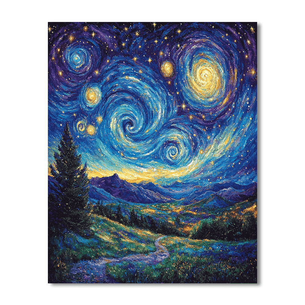 Vincent Van Gogh Inspired Cosmic Nightscape  Paint By Numbers Kits