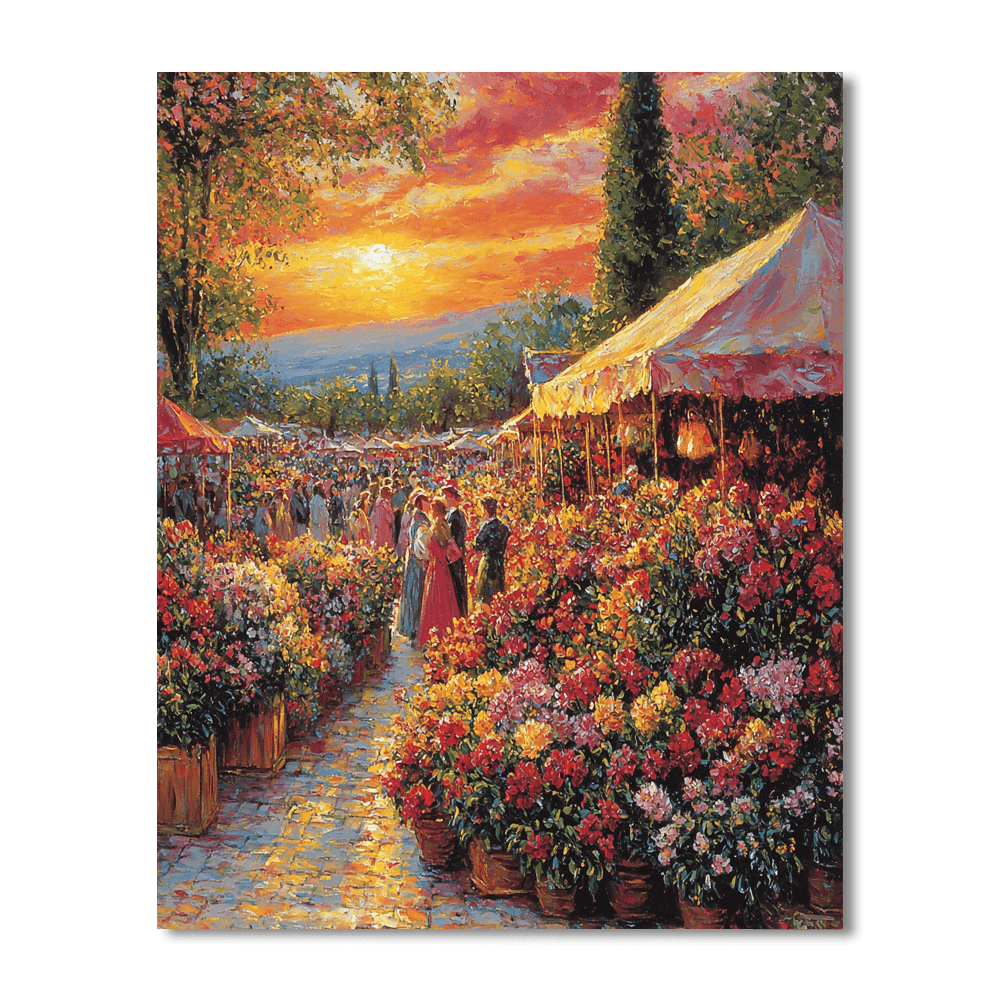 Pierre-Auguste Renoir Inspired Flower Market At Dusk  Paint By Numbers Art