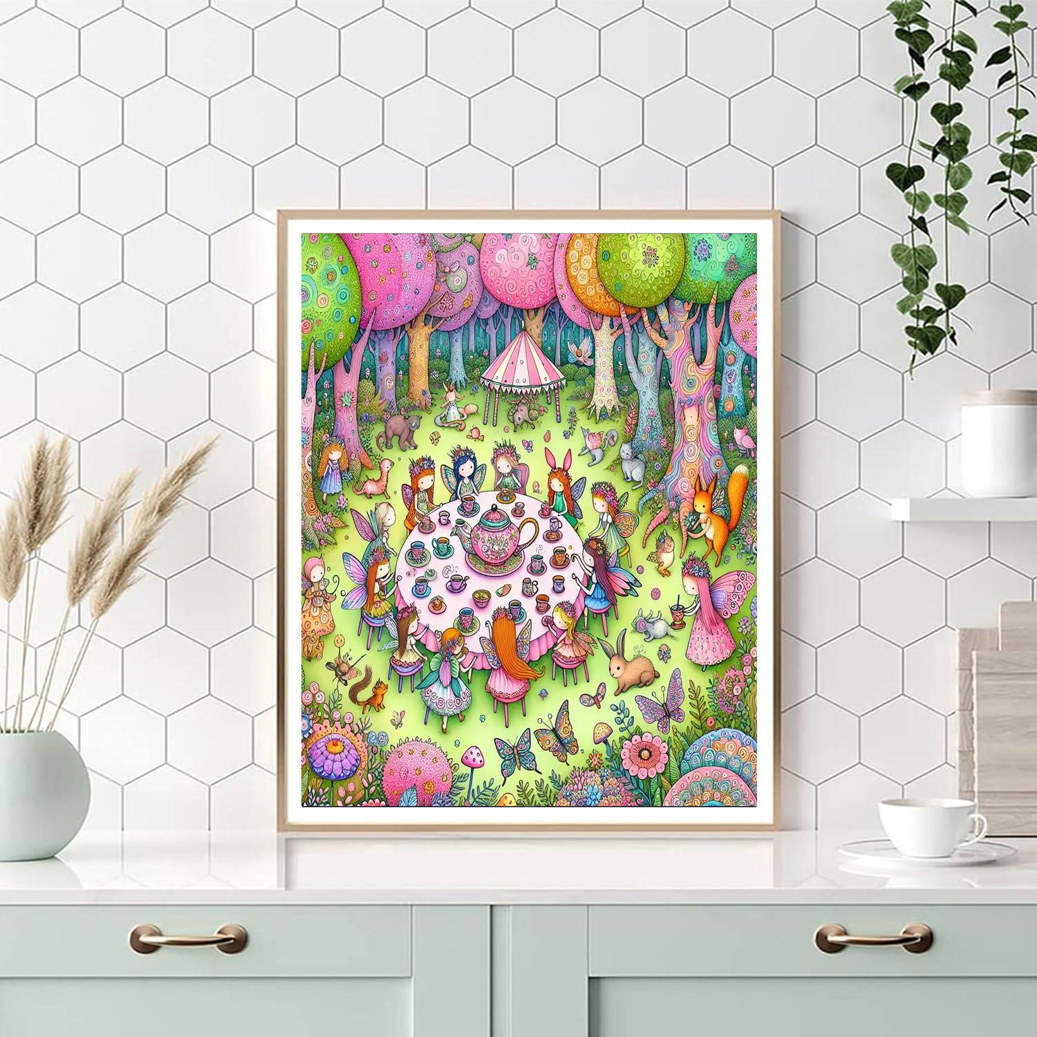 Whimsical Tea Party In The Woods Numbered Painting Kits