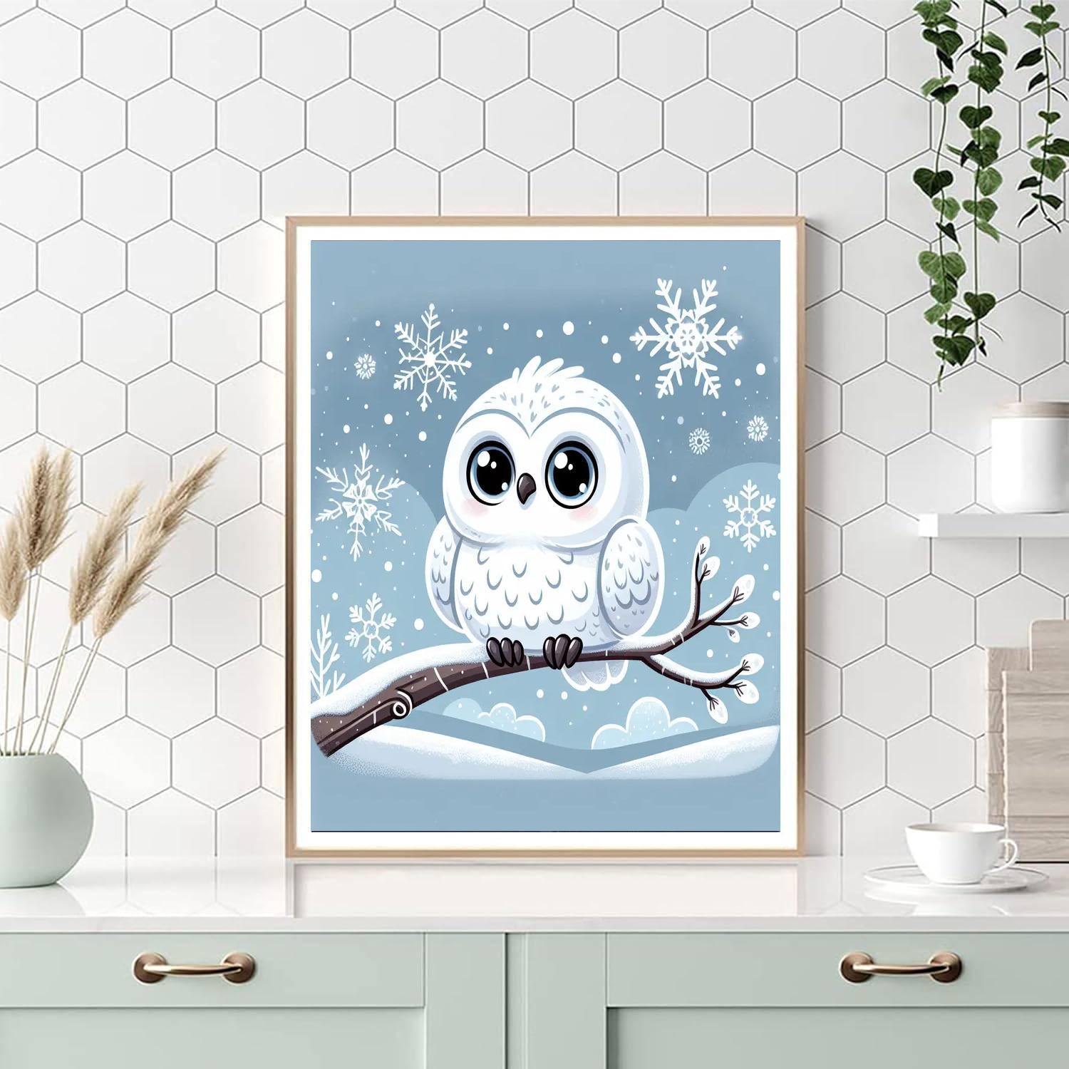 Charming Snowy Owl Painting By Numbers Kit