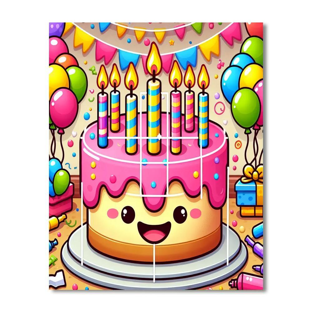 Bouncy Birthday Cake DIY Paint By Numbers