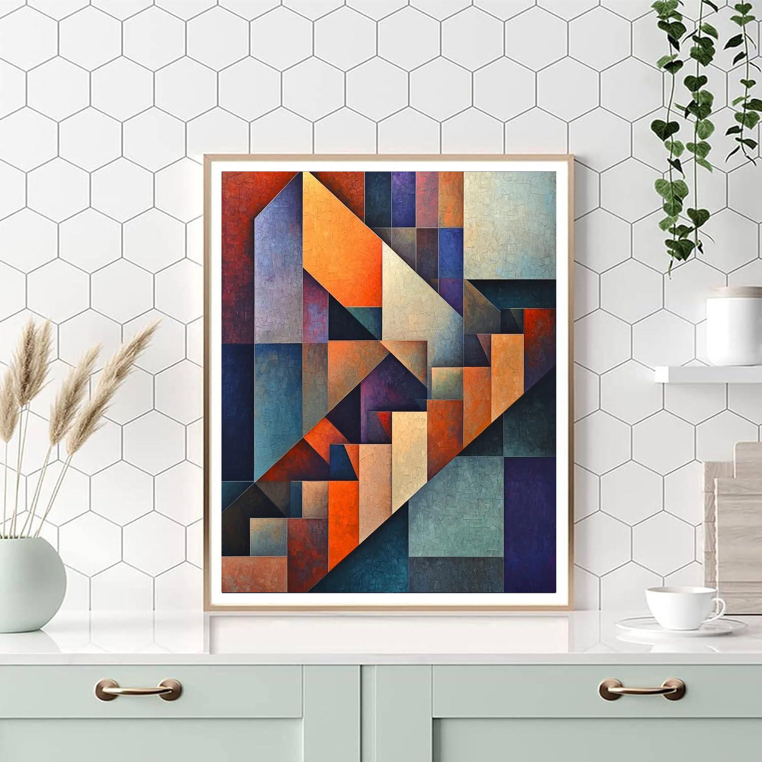 Paul Cézanne Inspired Geometric Twilight  DIY Paint By Numbers