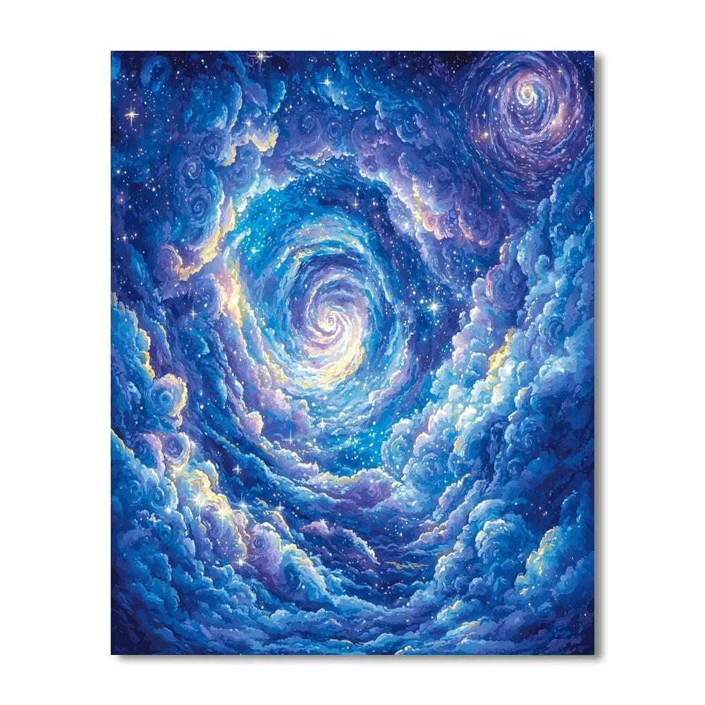 Utagawa Hiroshige Inspired Celestial Dance Of Cosmic Clouds  Painting By Numbers Kit