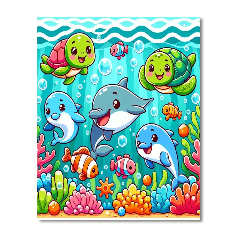 Adorable Aquatic Adventures Painting Number Kit