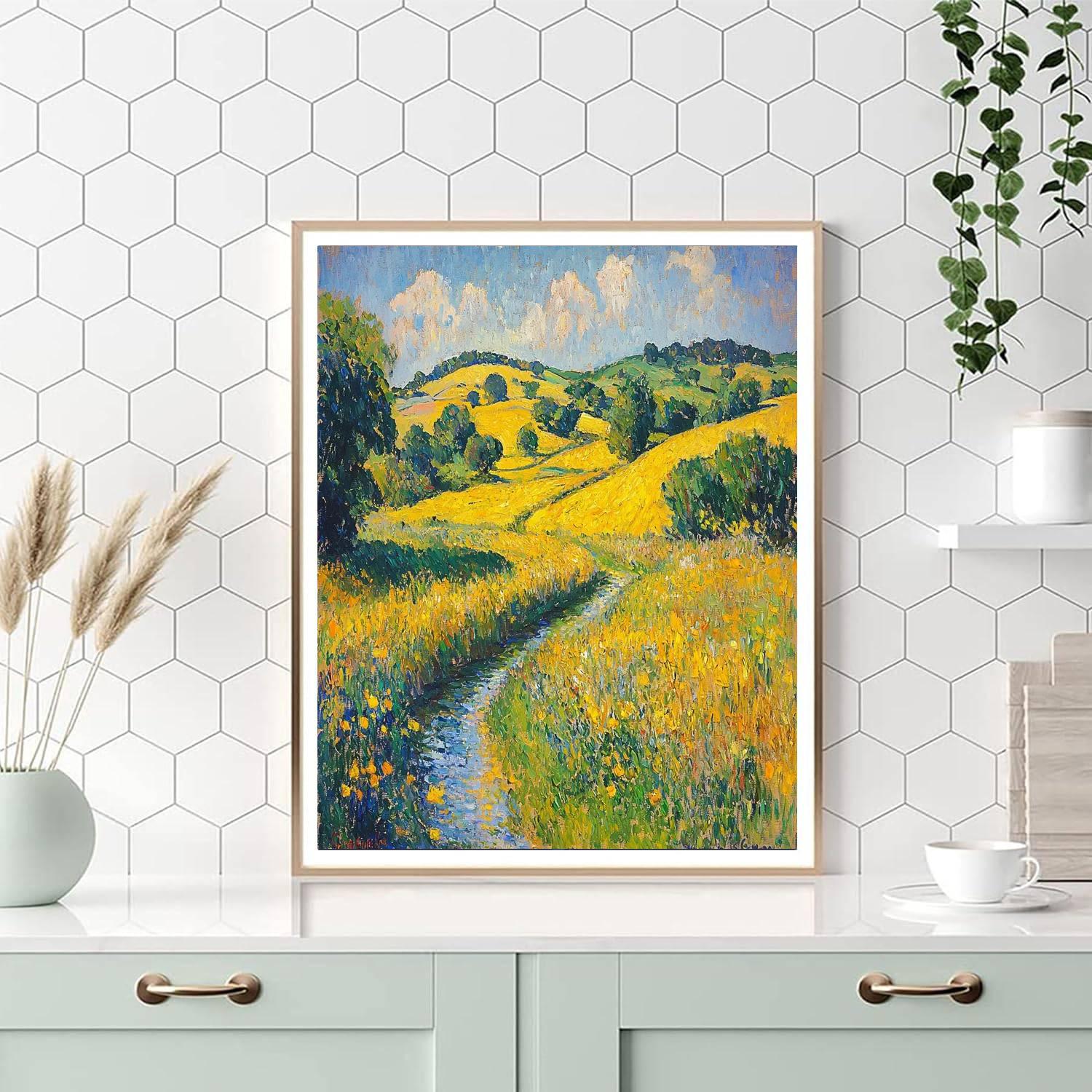 Paul Cézanne Inspired Sunlit Meadow Reflections  Painting By Numbers Kit