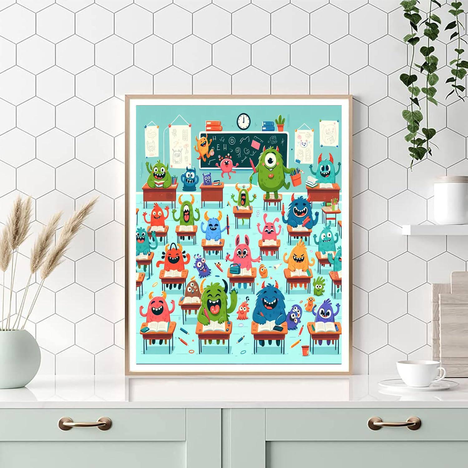 Friendly Monster School Paint By Numbers