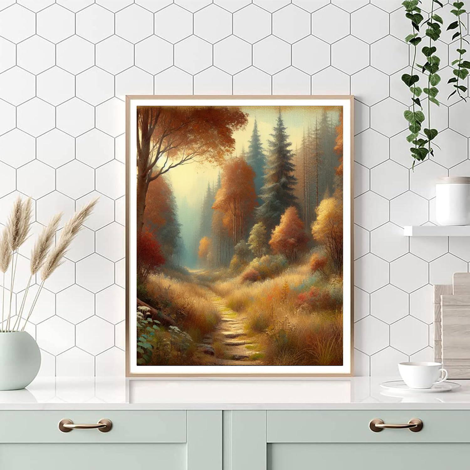 Rustic Woodland Trail Paint By Numbers Art