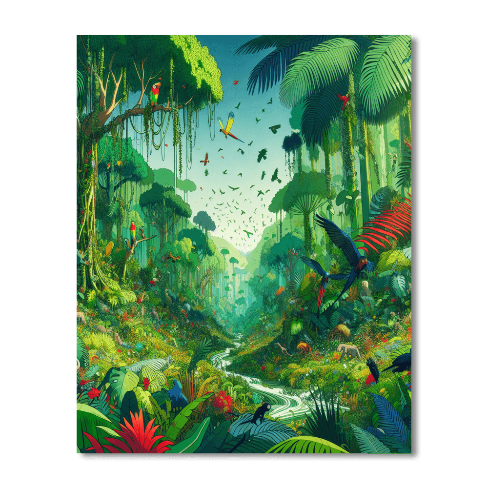 Colorful Jungle Celebration Number Painting