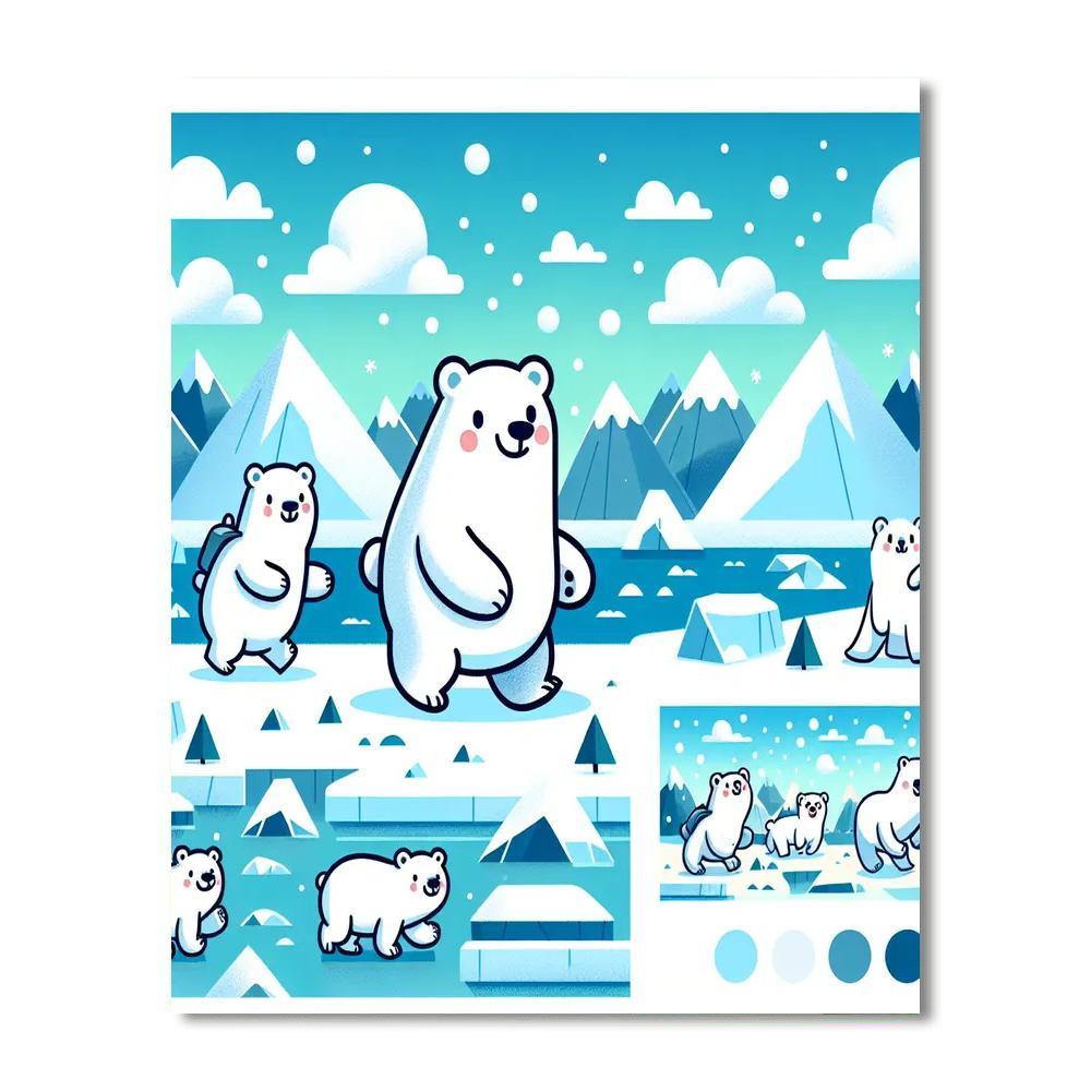 Polar Bear Arctic Adventure Numbered Painting Kits