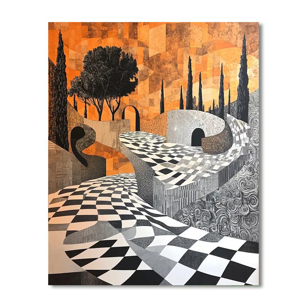 M.C. Escher Inspired Dimension Shift  Paint By Numbers Kits