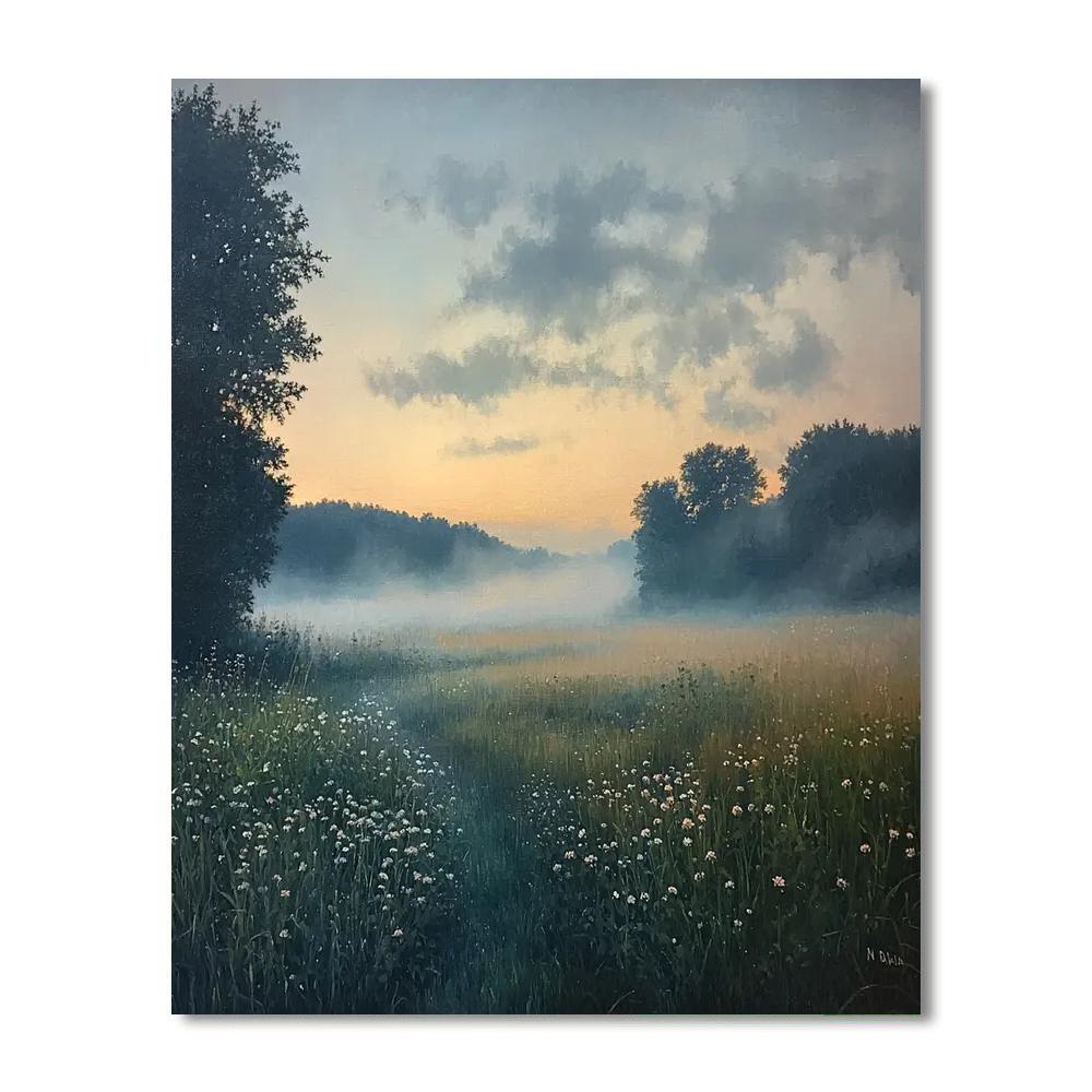 Nandalal Bose Inspired The Dawn Of Misty Meadows  Painting Number Kit