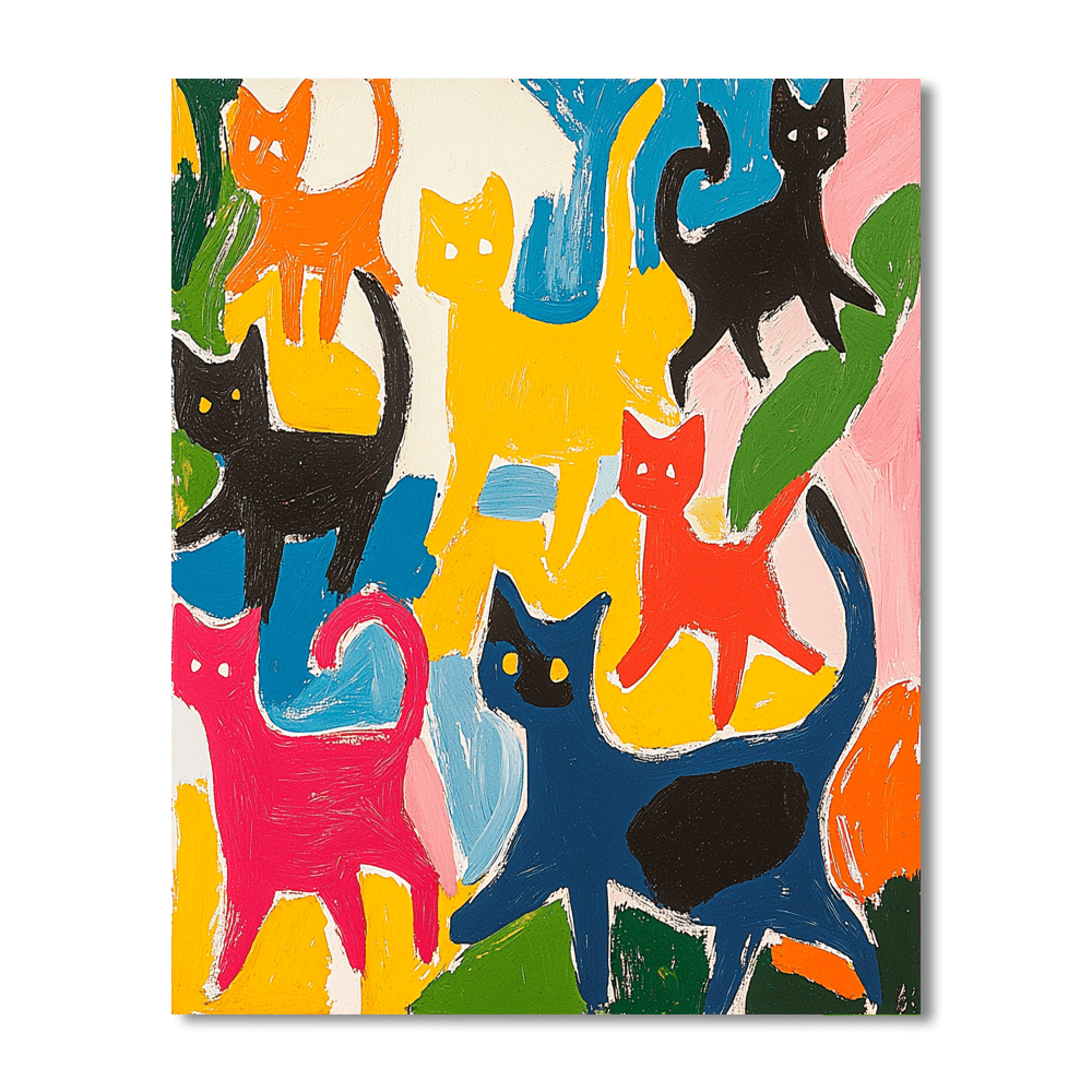 Henri Matisse Inspired Funky Feline Friends  Paint By Numbers Art