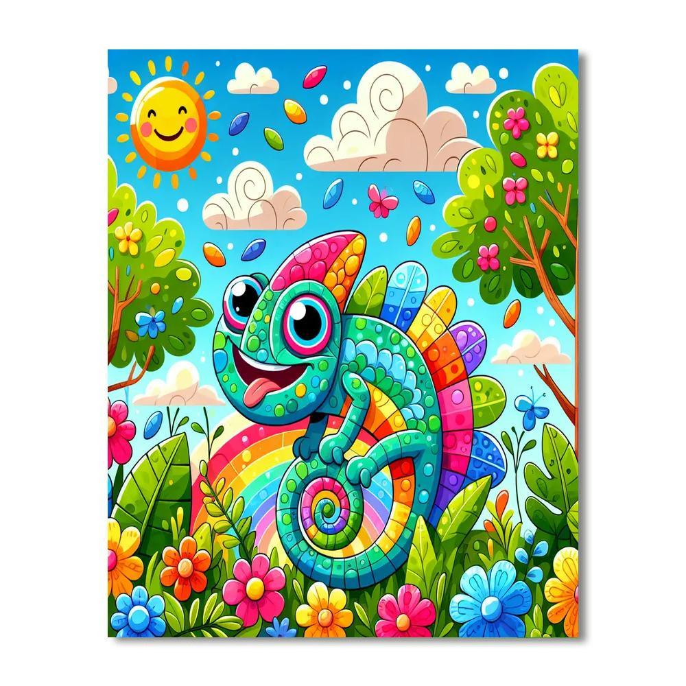 Charming Chameleon Adventure Number Painting