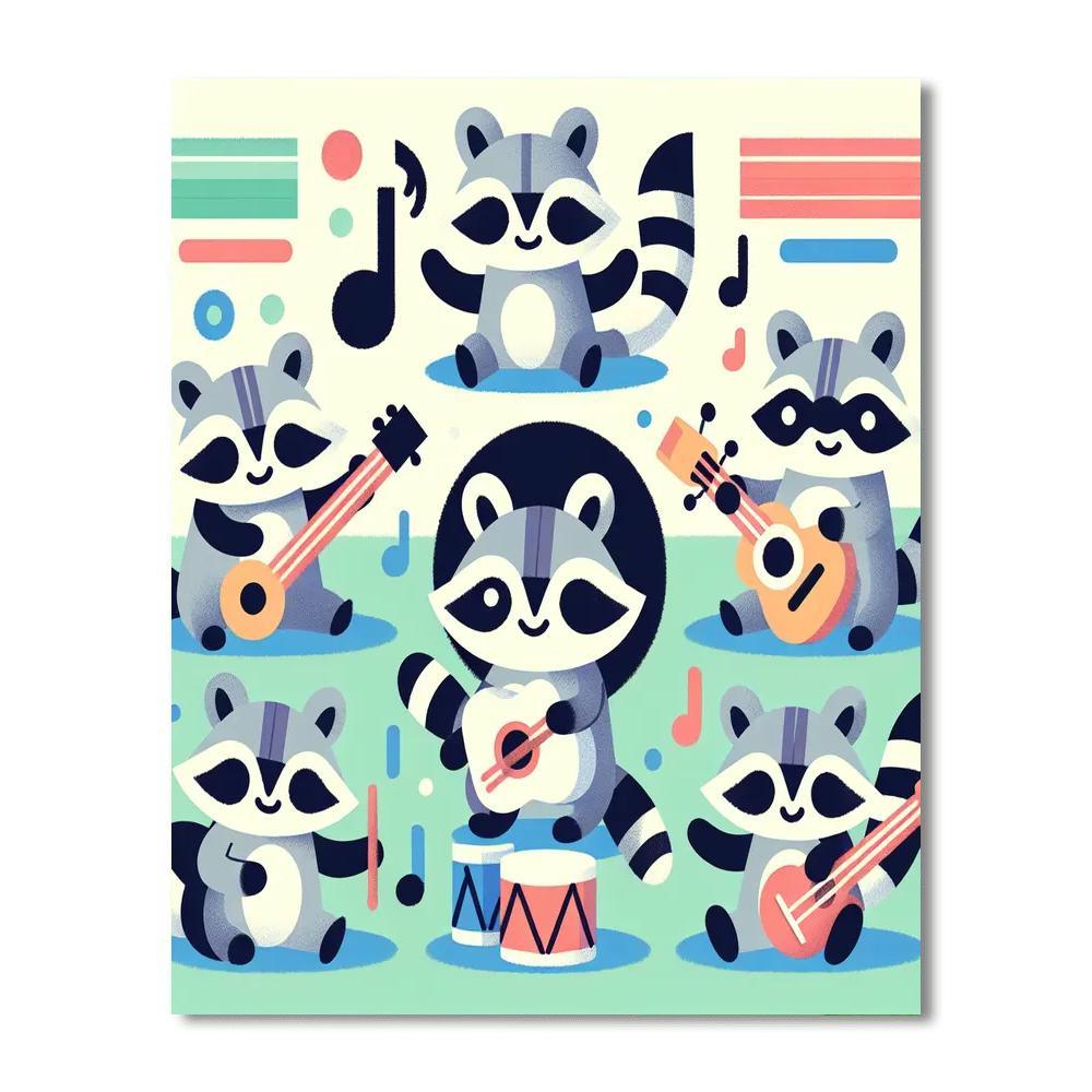 Rockin' Raccoon Band Number Painting