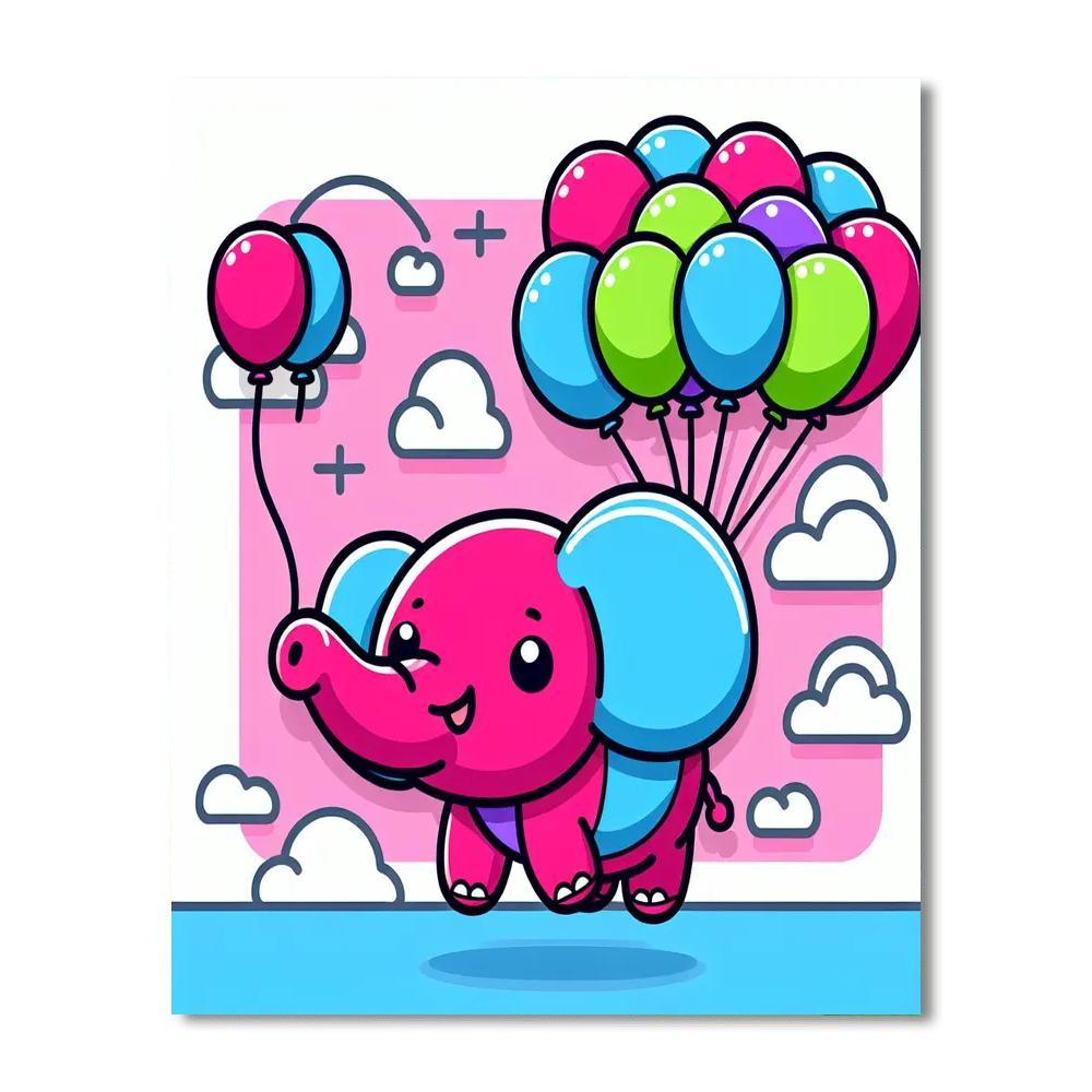 Bouncing Balloon Elephant DIY Paint By Numbers