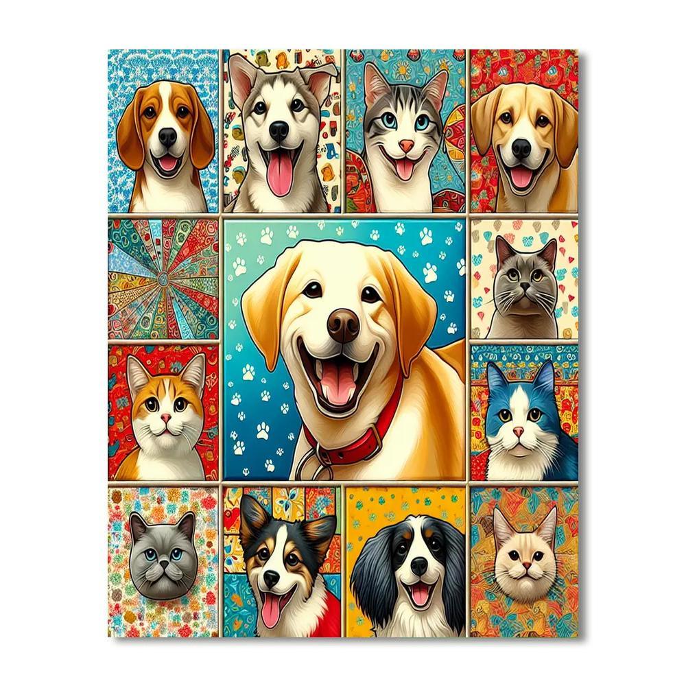 Cheerful Pet Portraits DIY Paint By Numbers