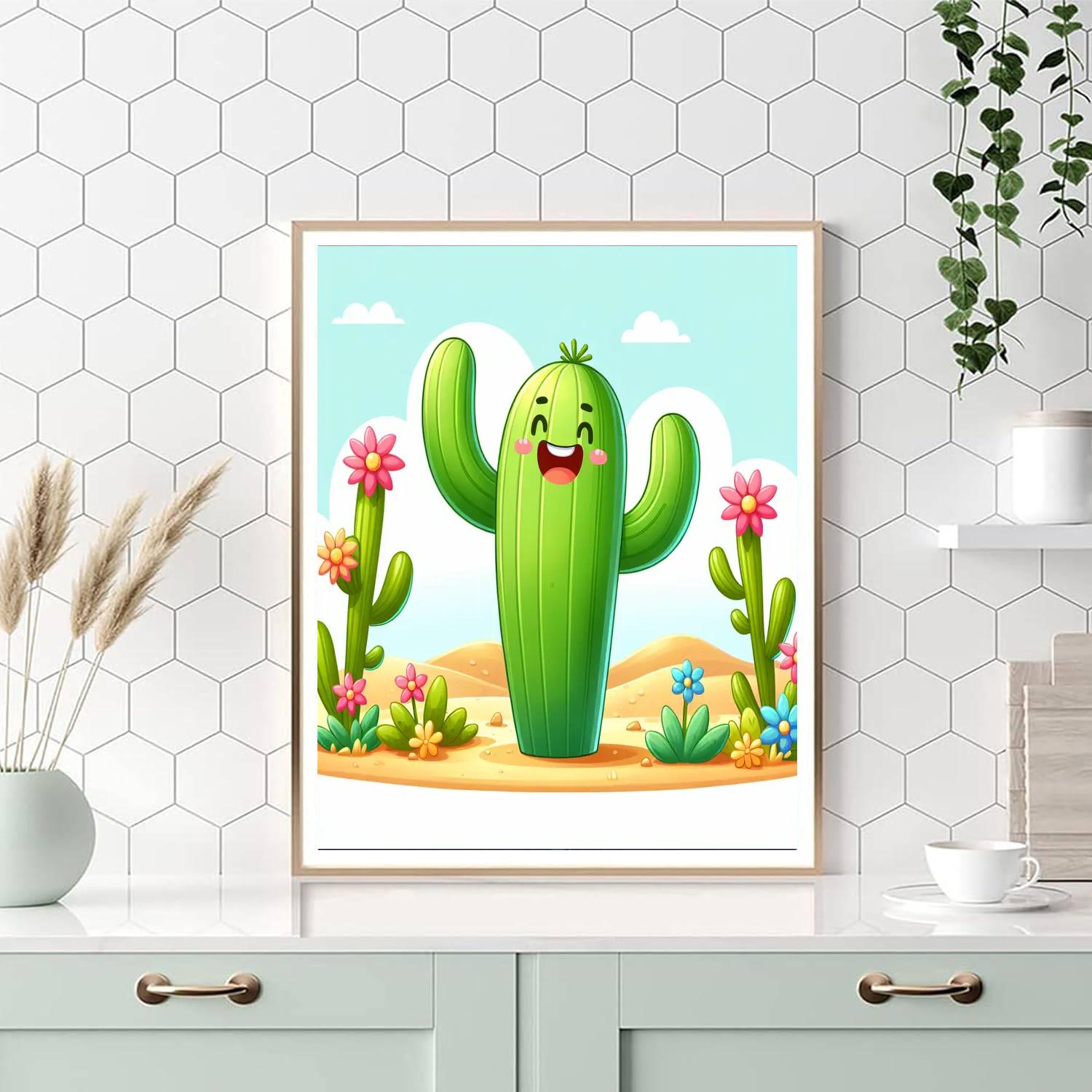 Cute Cactus Number Painting