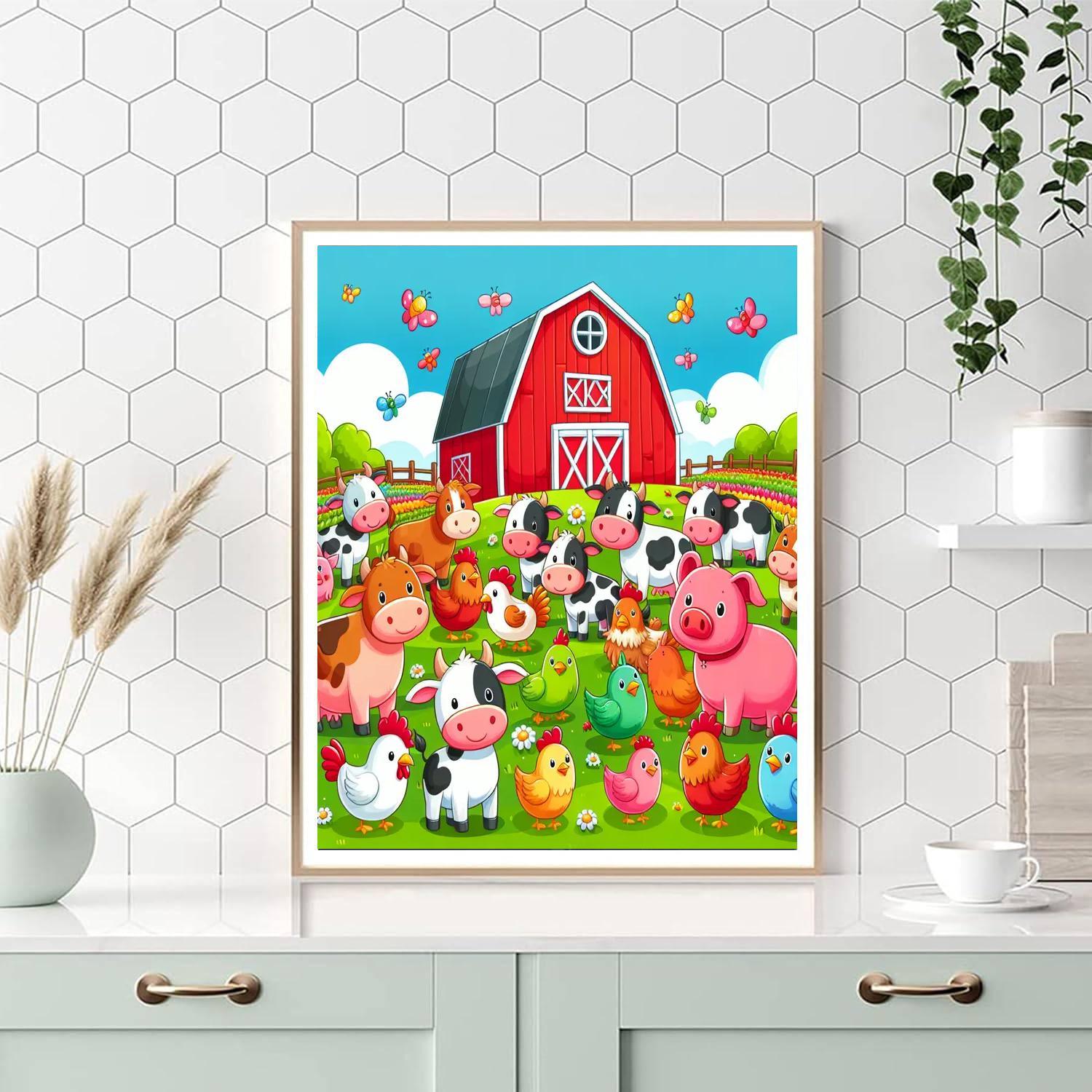 Vibrant Farmyard Scene Numbered Painting Kits