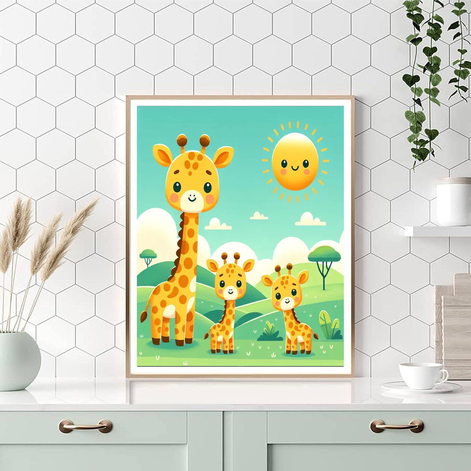 Joyful Giraffe Family Paint By Numbers Kits