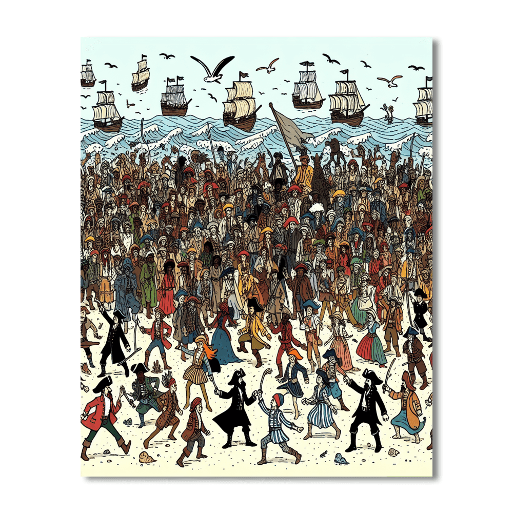 Seaside Pirate Parade Paint By Numbers Art
