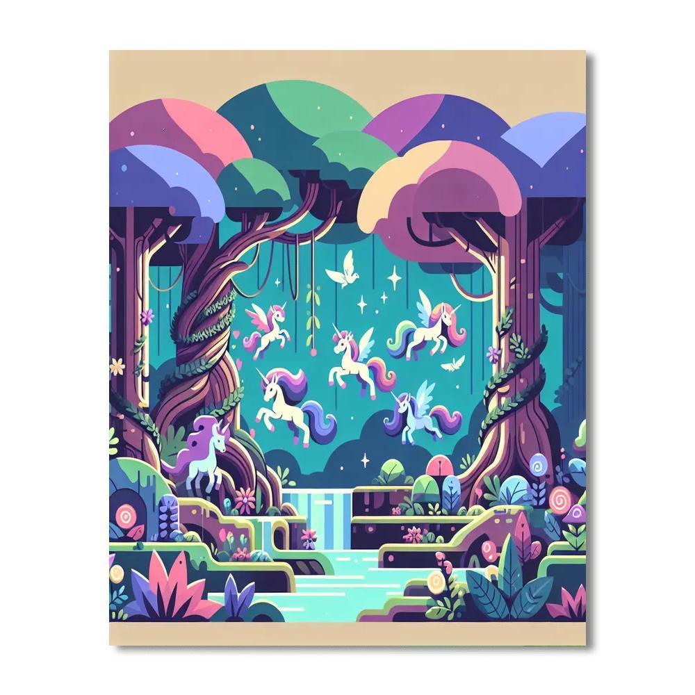 Mystic Forest With Enchanted Creatures Paint By Number