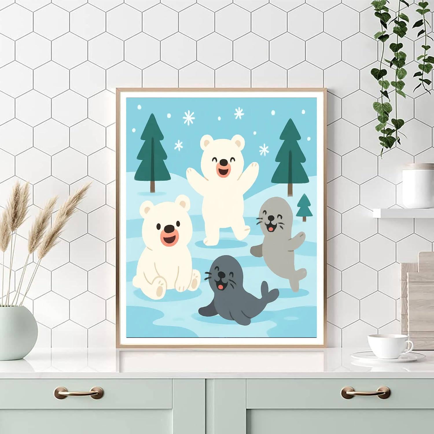 Playful Polar Party Painting By Numbers Kit