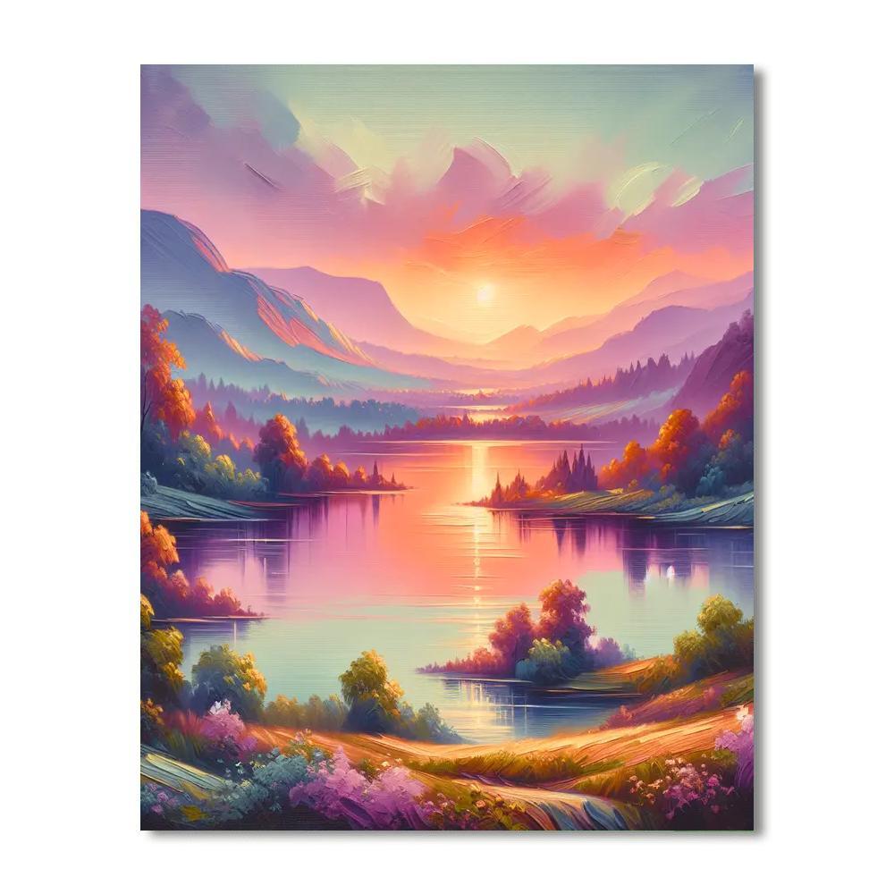 Tranquil Sunset Oasis DIY Paint By Numbers