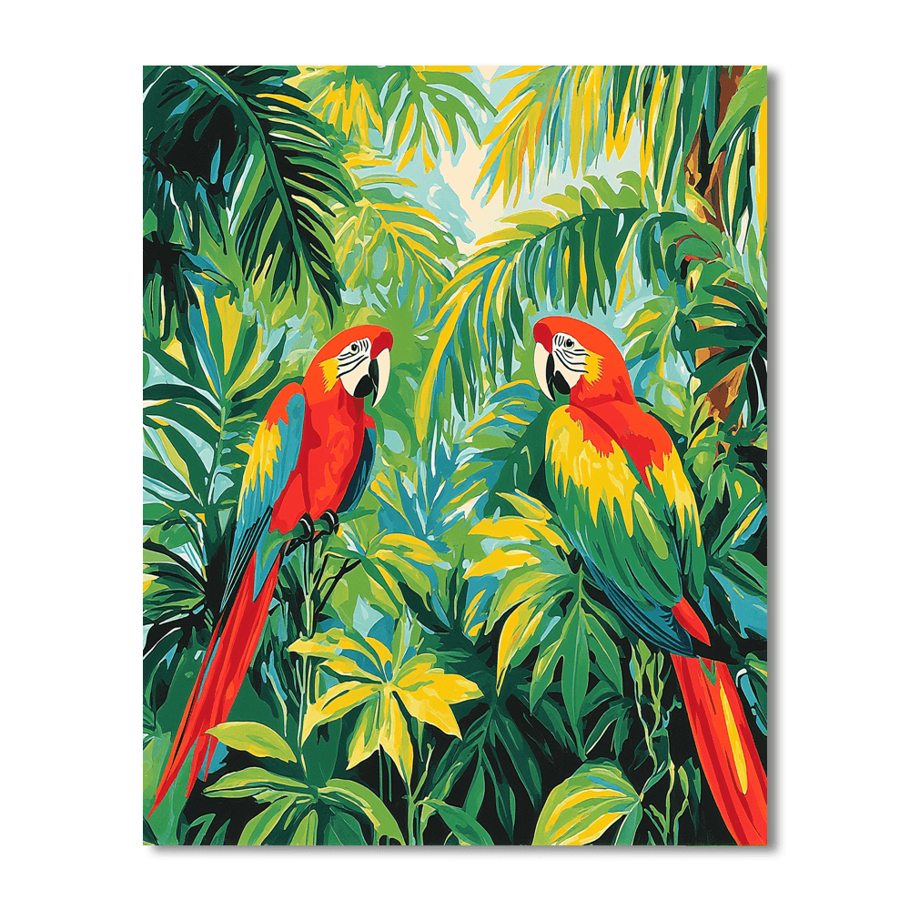 Franz Marc Inspired Tropical Parrot Haven  Paint By Color