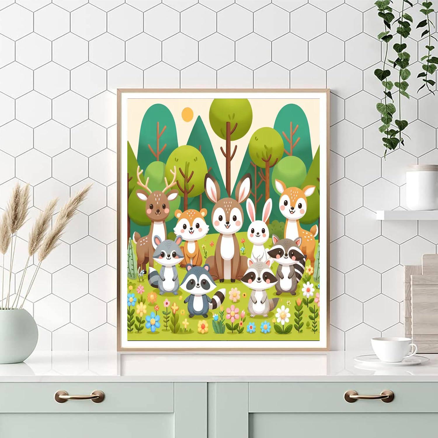 Cute Forest Creatures Paint By Numbers Art