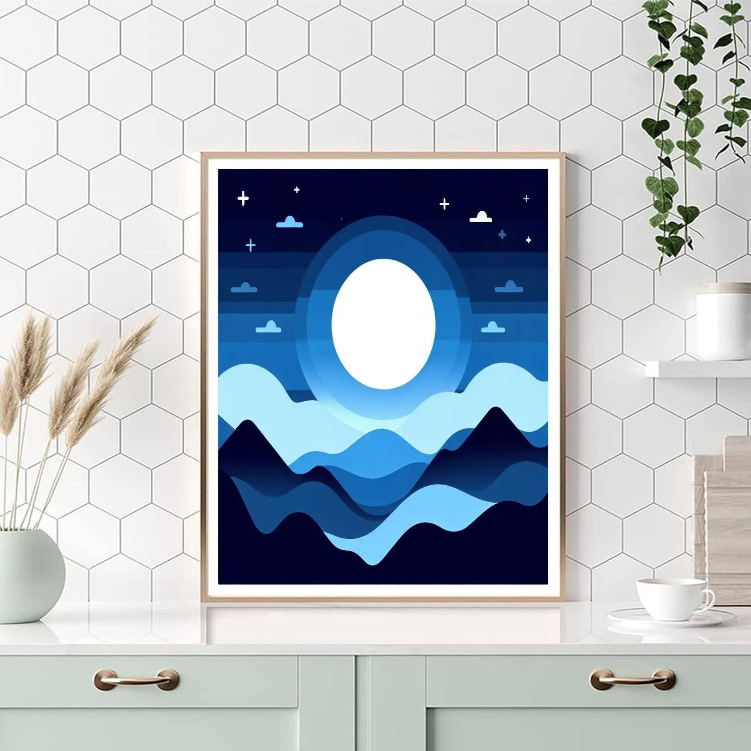 Magical Mountain Moonrise Number Painting