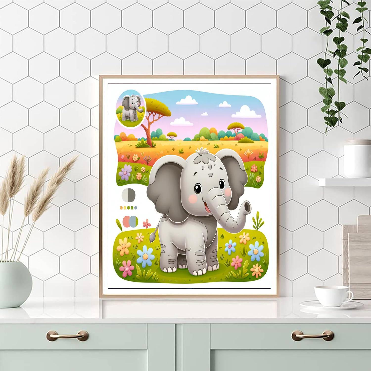 Cuddly Safari Elephant DIY Paint By Numbers