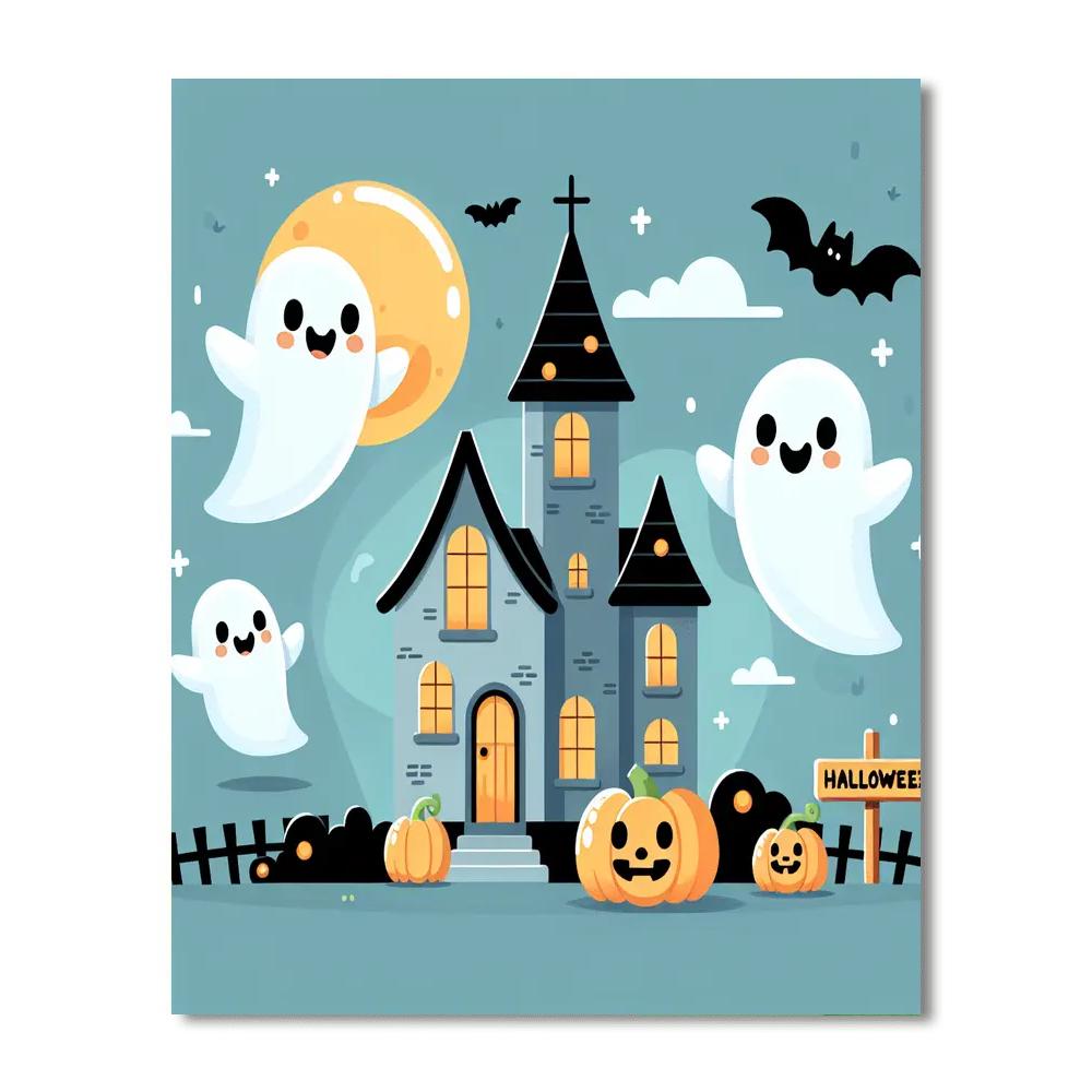 Spooky Friendly Ghosts Paint By Numbers Art