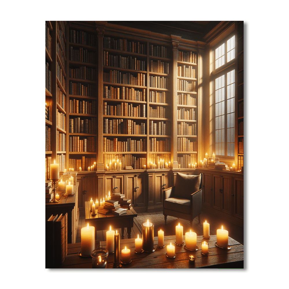 Candlelit Library Paint By Numbers