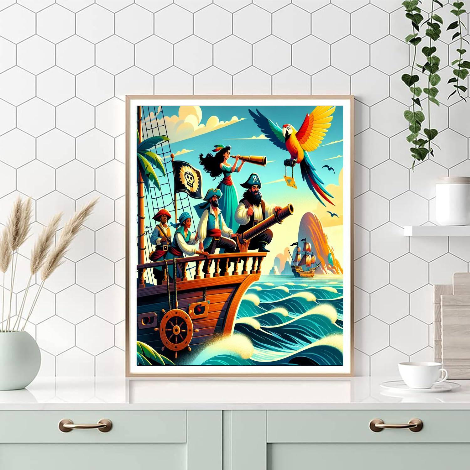 Pirate Ship Treasure Quest Painting Number Kit