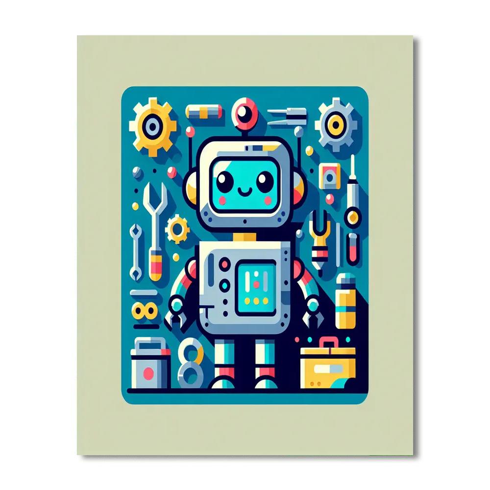 Inquisitive Robot Inventor Painting By Numbers Kit