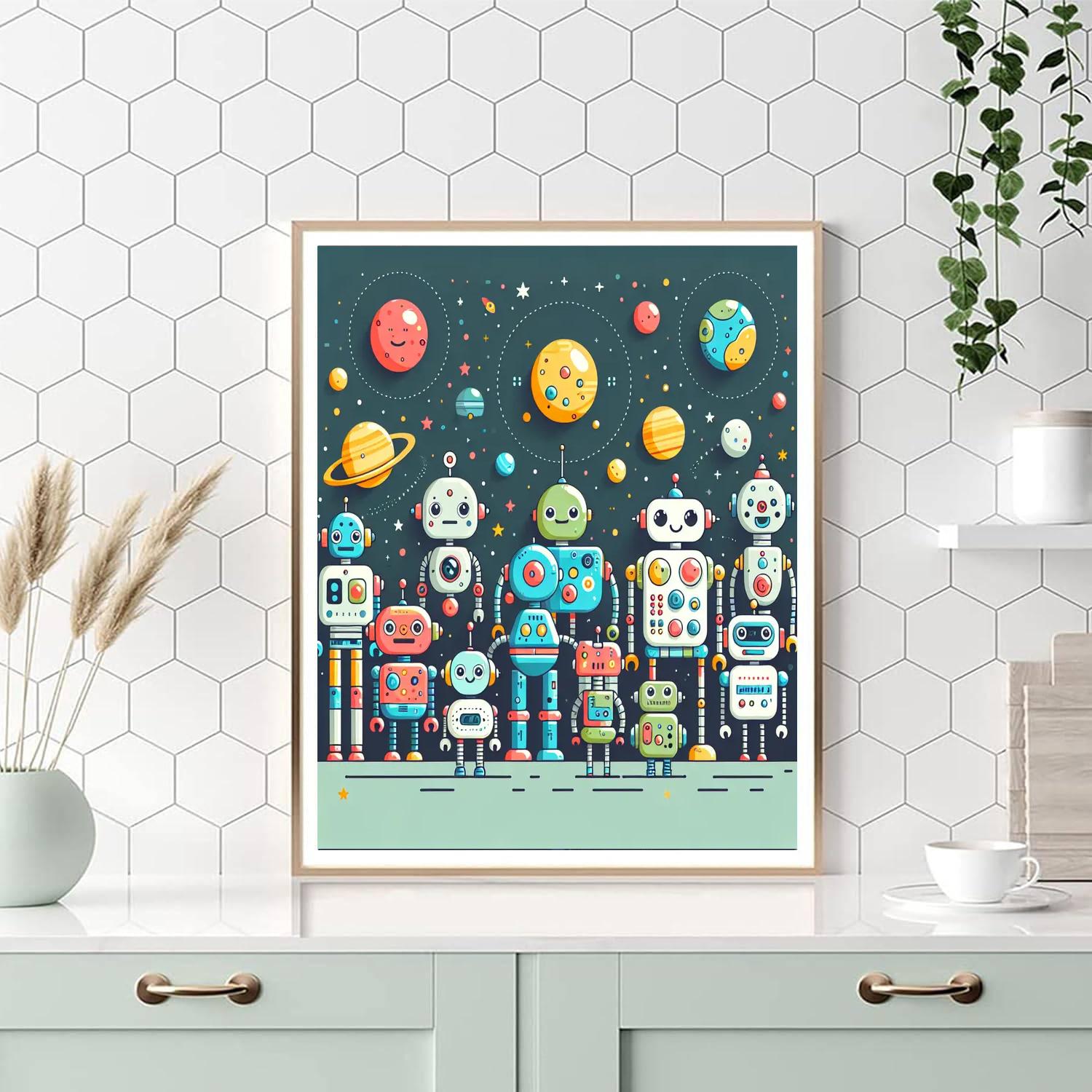 Space Robot Crew DIY Paint By Numbers