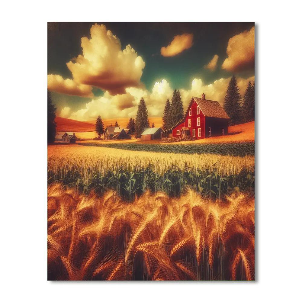 Charming Countryside Homestead Painting By Numbers Kit