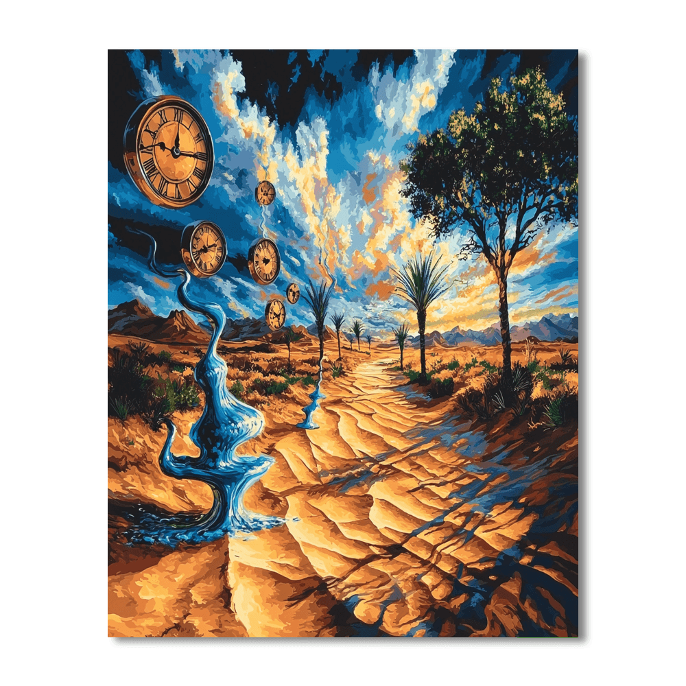 Salvador Dali Inspired Dali's Surreal Desert Mirage  Paint By Numbers Art