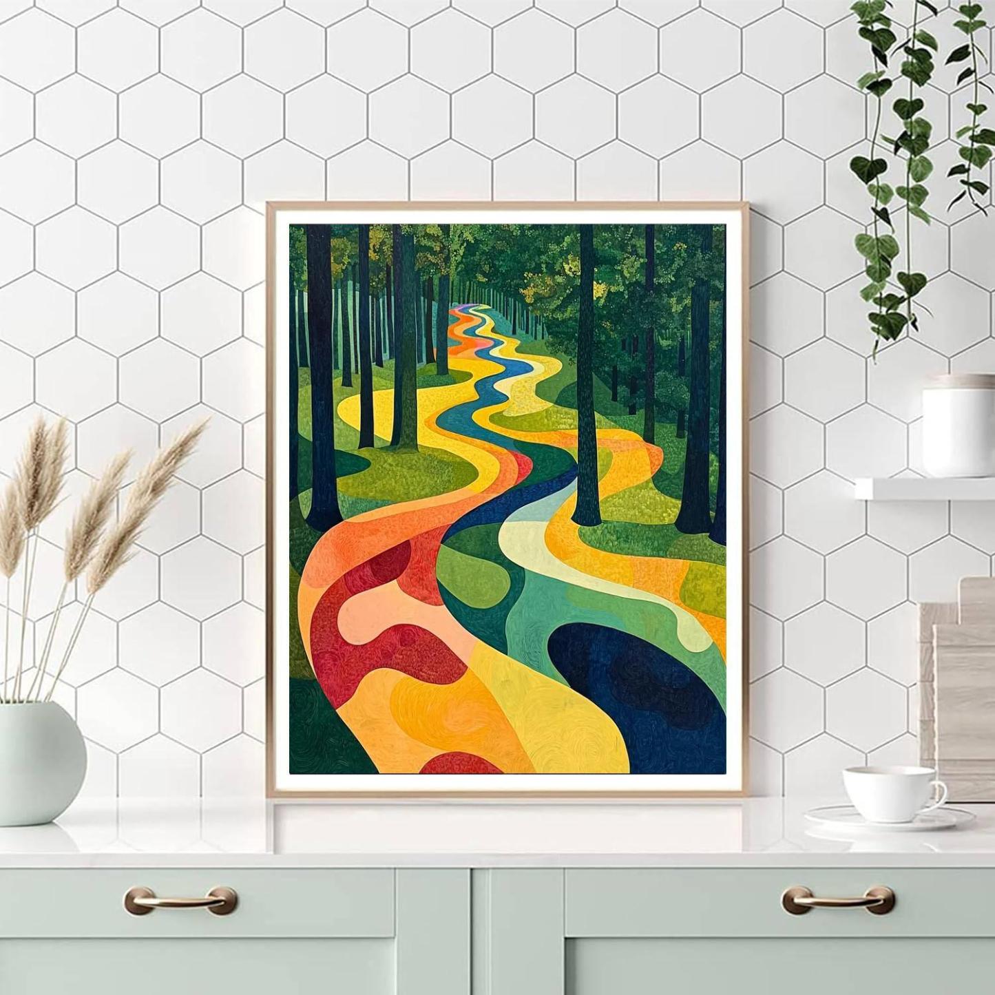 Wassily Kandinsky Inspired Abstract Forest Pathways  DIY Paint By Numbers
