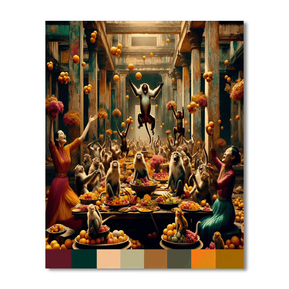 Lopburi Monkey Banquet - Lopburi, Thailand Paint By Color