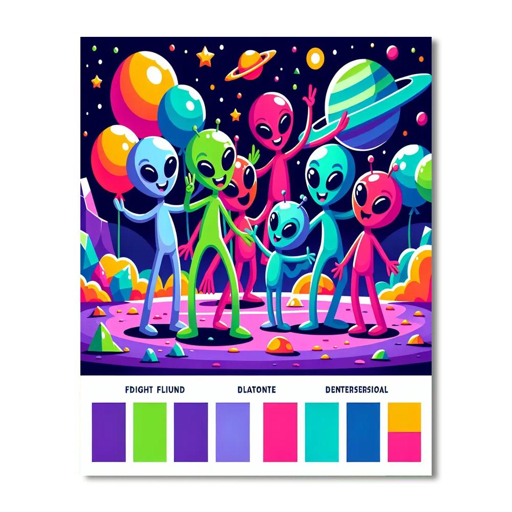 Space Alien Planet Party Paint By Numbers Art