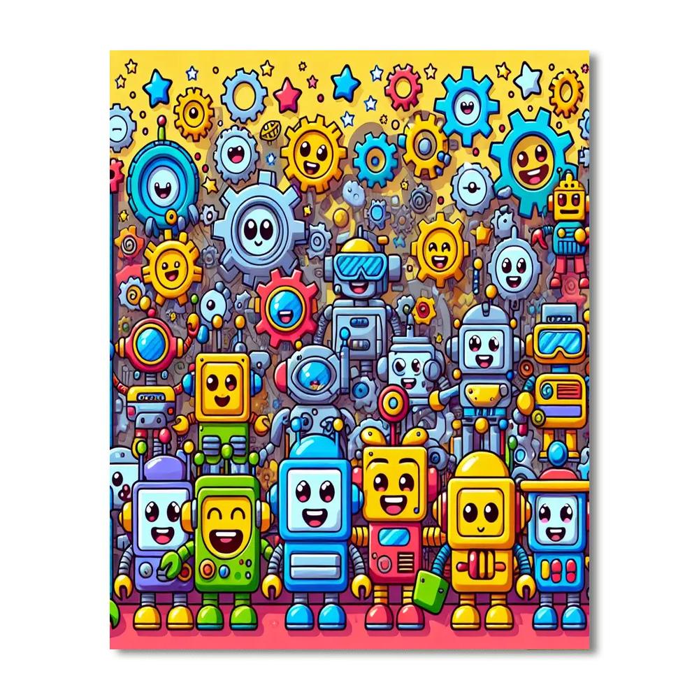 Cute Robot Characters Paint By Numbers