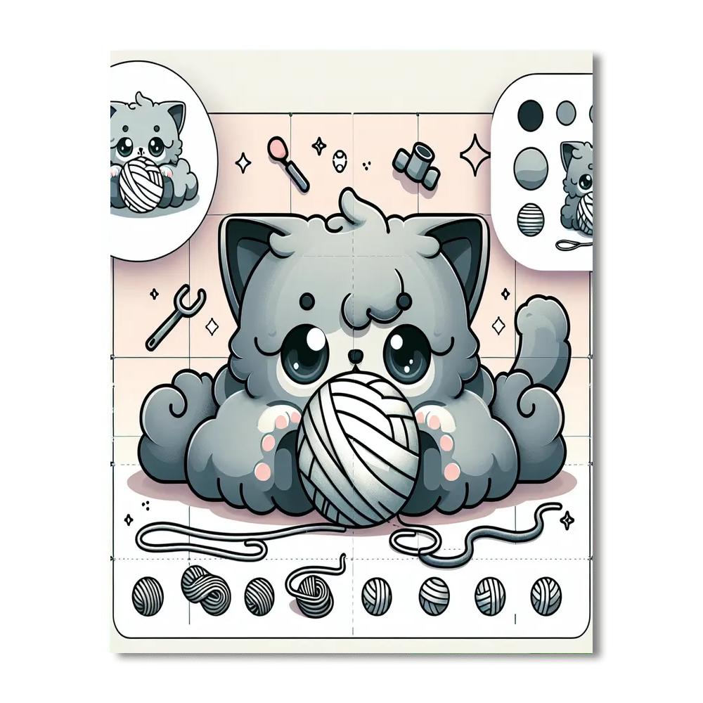 Curly Cat DIY Paint By Numbers