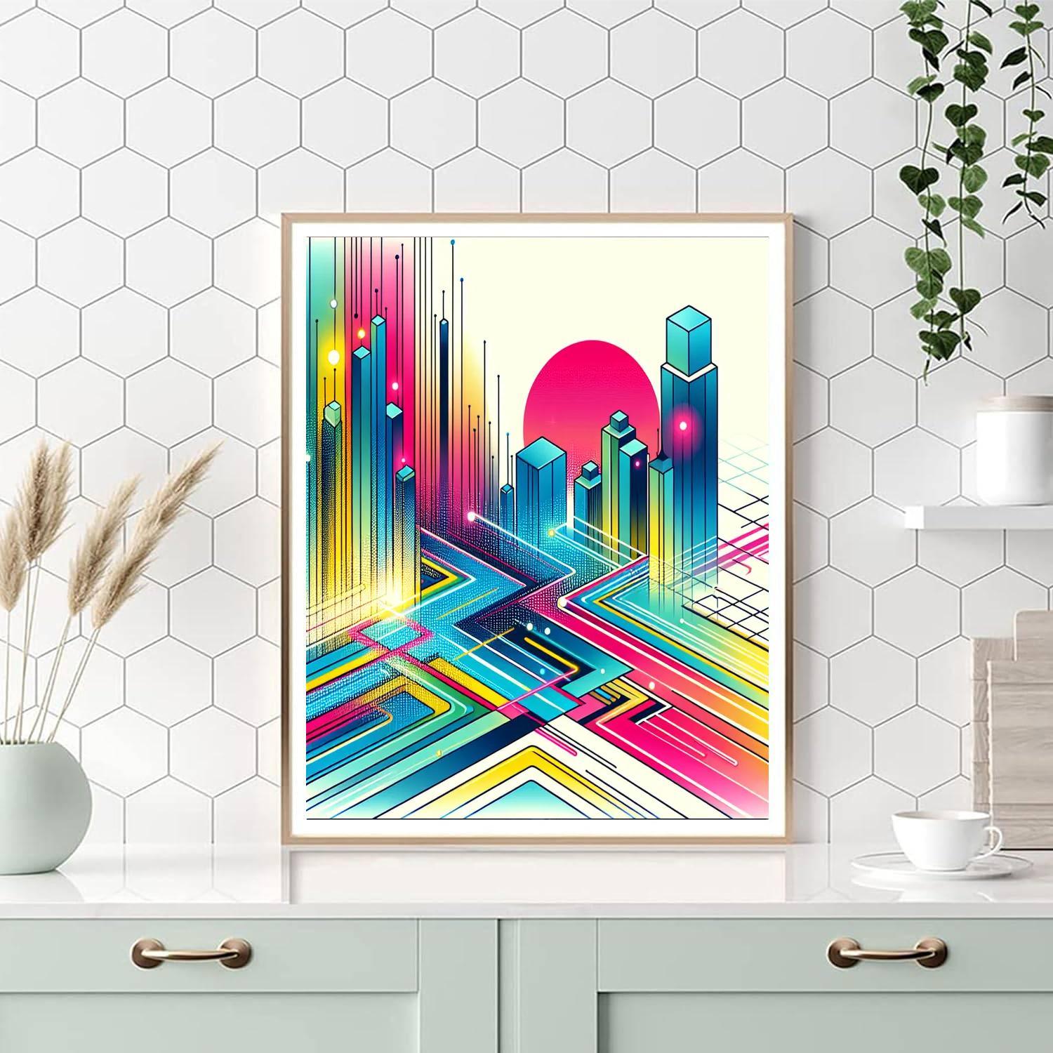 Retro Futurism Dreamscape Number Painting