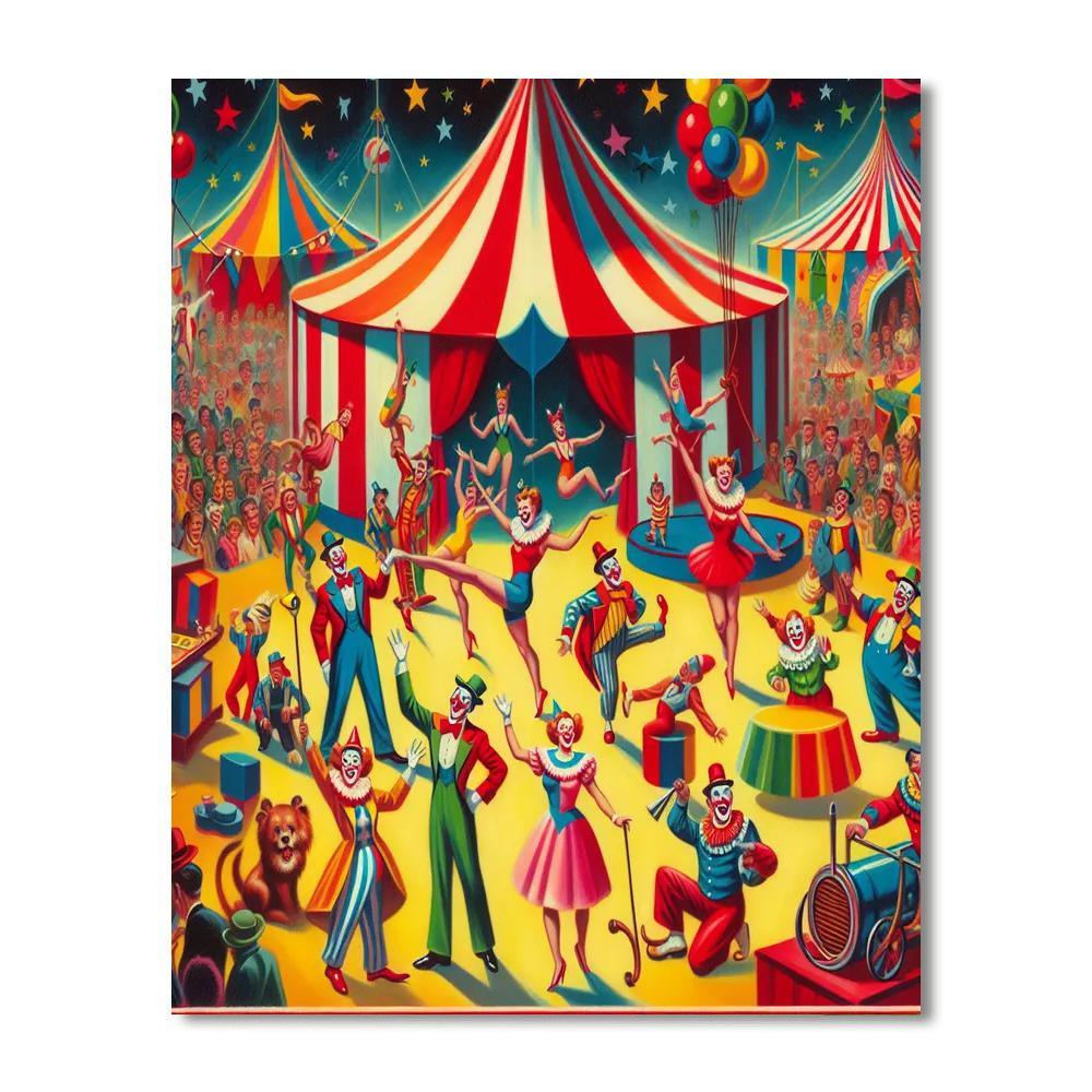 Retro Circus Fun DIY Paint By Numbers