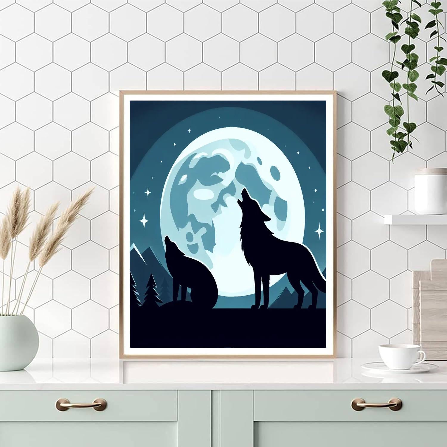 Moonlit Wolf Howl Paint By Numbers Art