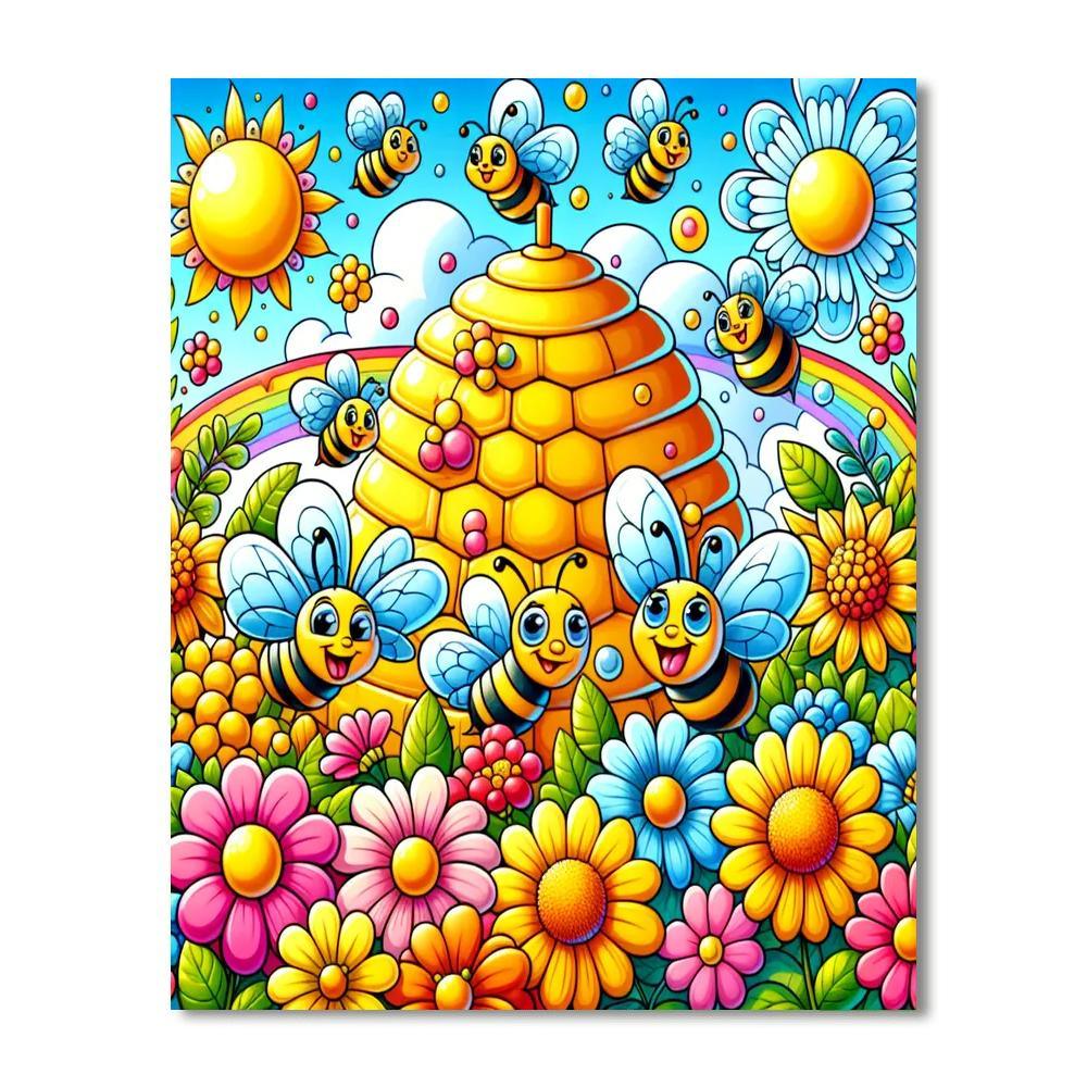 Bright Beehive Number Painting