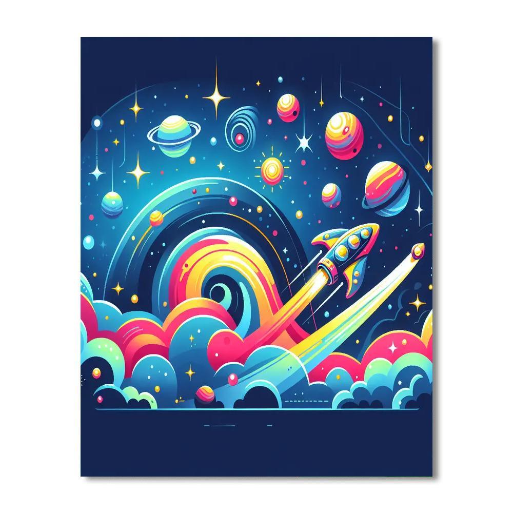 Space Adventure Galaxy Painting Number Kit