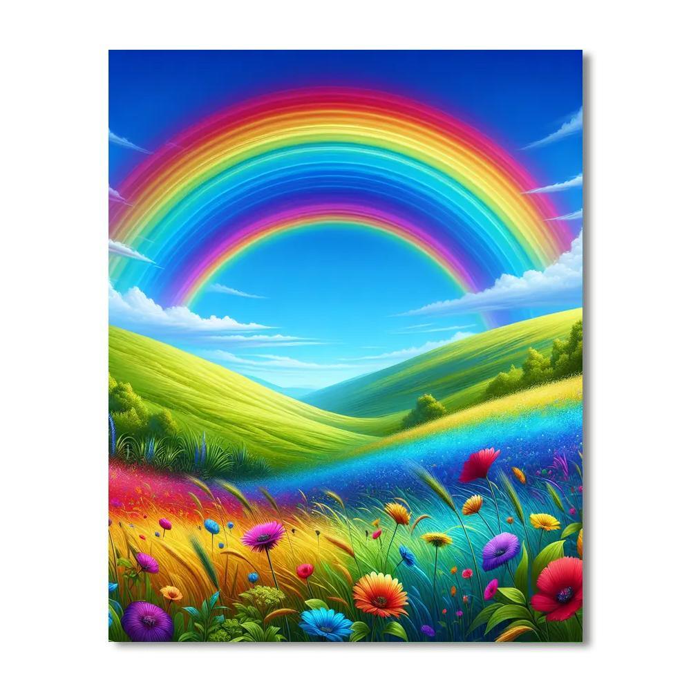 Radiant Rainbow Over The Hills Paint By Color