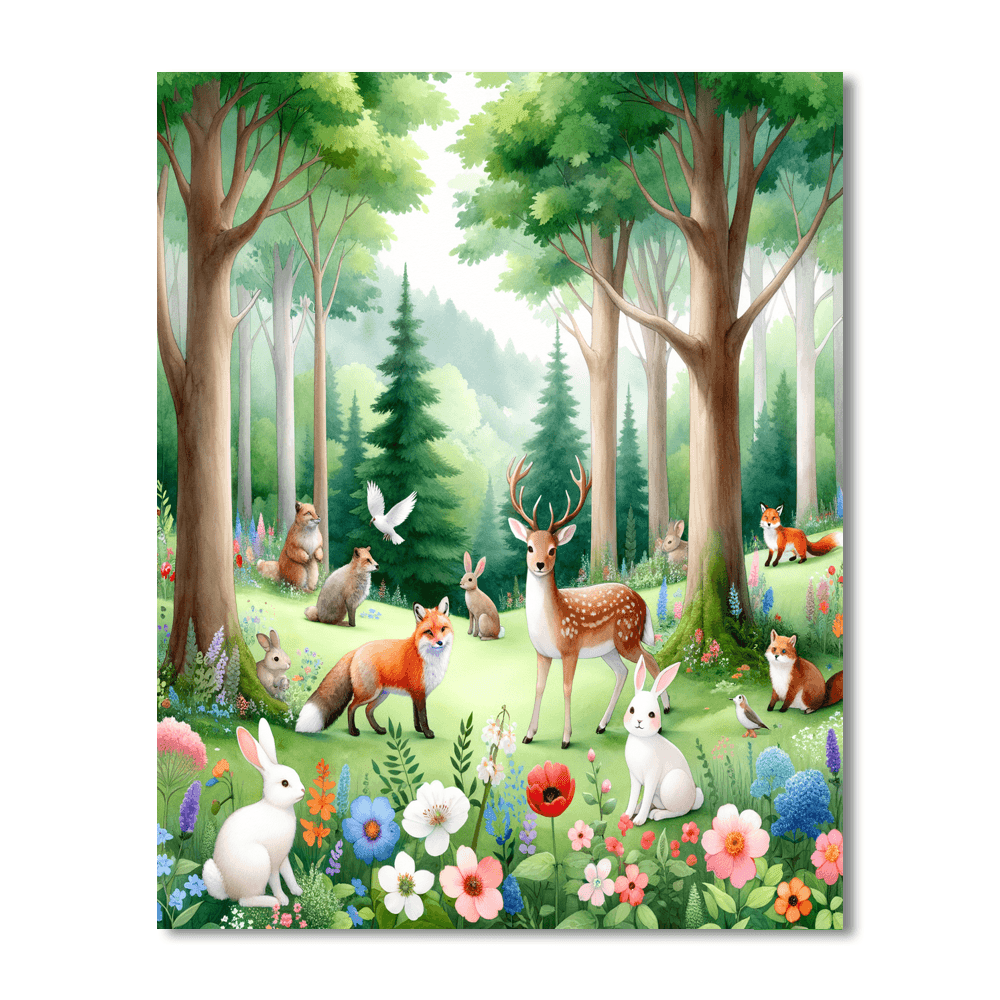 Cuddly Forest Friends Painting Number Kit